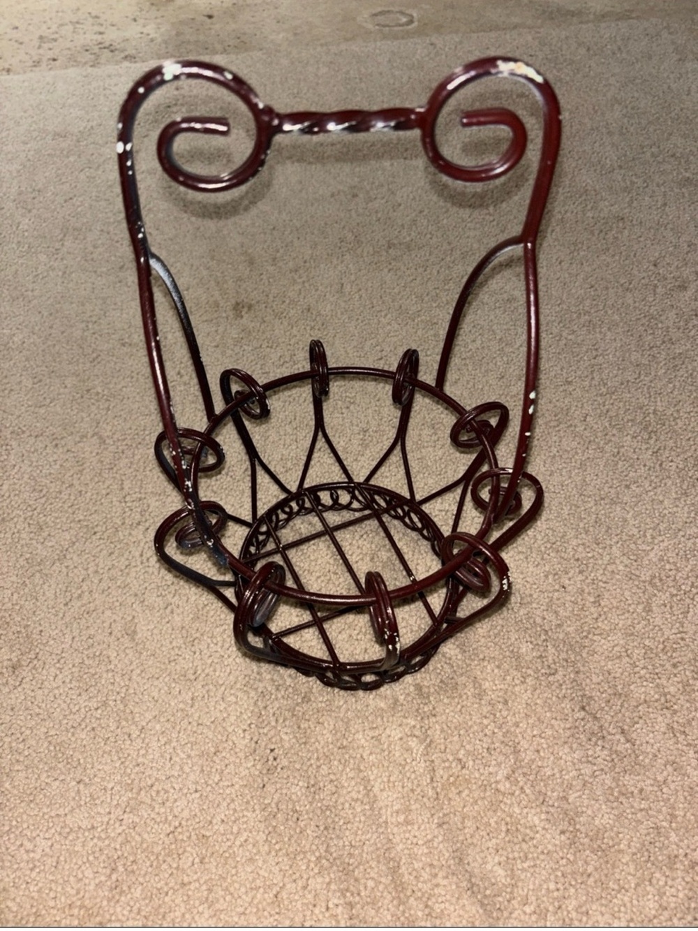 Decorative Metal Basket - Deep Burgundy